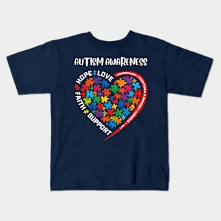 Autism Awarness Month Puzzle Piece Heart Kids T-Shirt